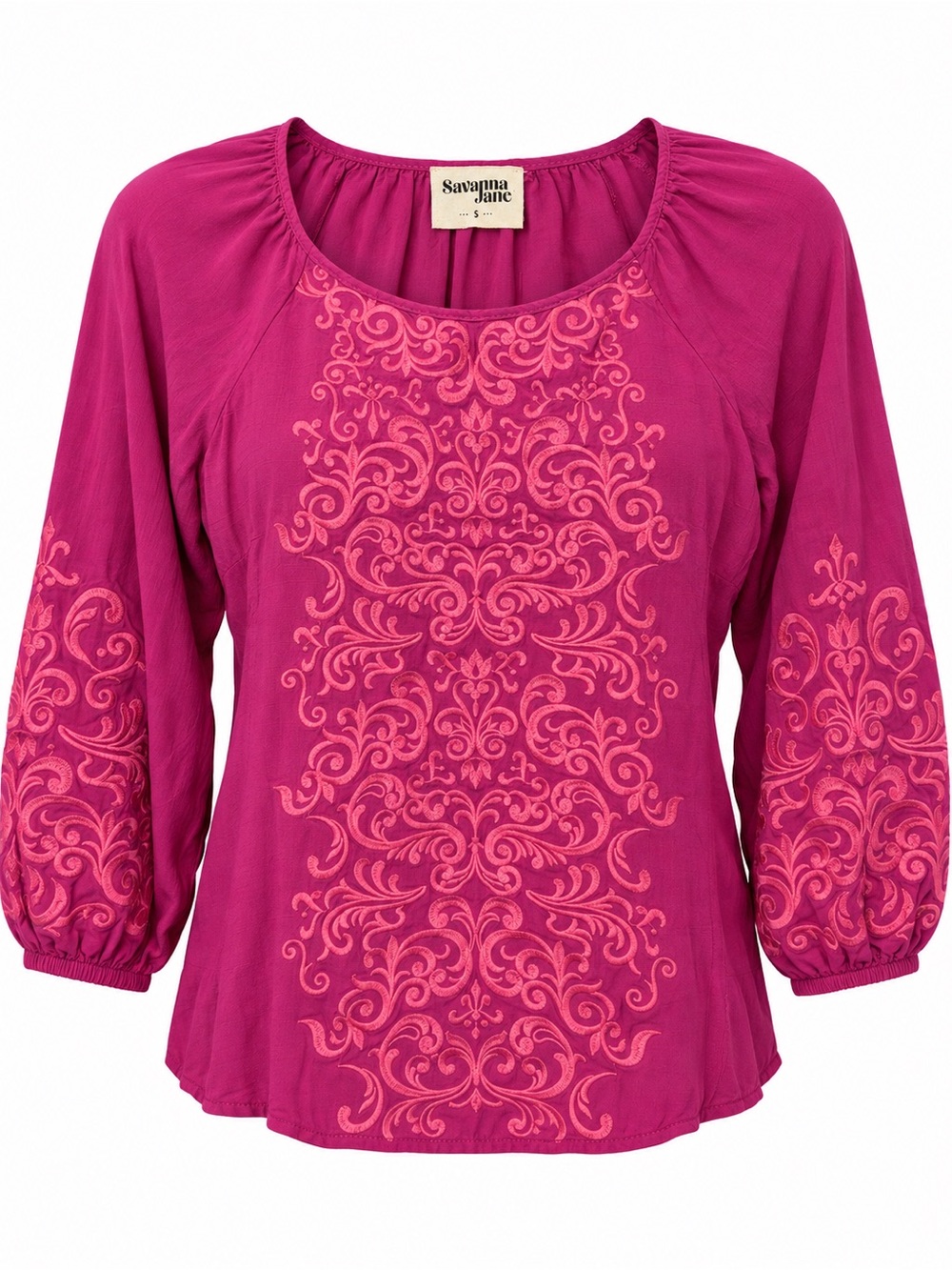 Savanna Jane Pink Embroidered Blouse Shirt size Small